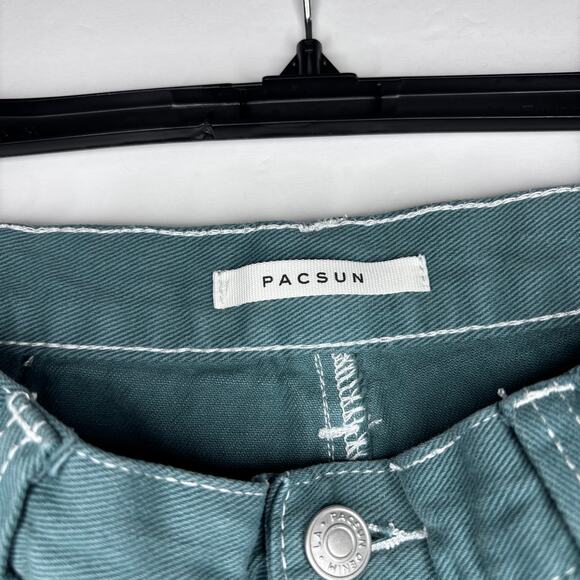 PACSUN GREEN DENIM SHORTS SIZE 28‎ - Picture 3 of 4